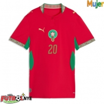 Camiseta Marruecos Ayoub El Kaabi #20 Primera Equipación para mujer Mundial 2026 manga corta